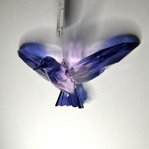 Acrylic hummingbird sun catcher blue and purple approx 5 in. across